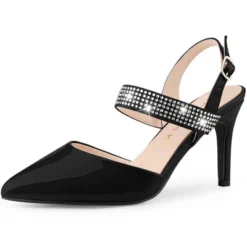 Allegra K Women's Pointed Toe Rhinestone Slingback Stiletto Heel Pumps -Allegra K GUEST 9eb3cf01 d41a 4261 ab6d 92423faa430d