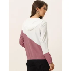 Allegra K Women's Color Block Drawstring Hem Long Sleeve Sport Hooded Zip Lightweight Jacket -Allegra K GUEST 9ecc431d 51dc 4341 9479 eb565fc01528