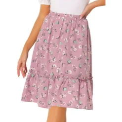 Allegra K Women's Ruffle Hem Elastic Waist Flowy A-Line Swing Floral Midi Skirt -Allegra K GUEST 9eec451c fe43 4a69 8a02 62a9c3b6c970