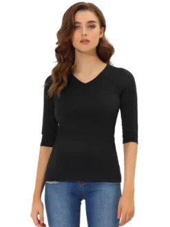 Allegra K Women's Casual Elbow Sleeves Solid Color V Neck T-Shirts 11 Allegra K Women's Casual Elbow Sleeves Solid Color V Neck T-Shirts -Allegra K GUEST 9f490740 f196 43ac ad9d df0be49e1426
