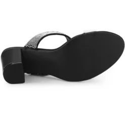 Allegra K Women's Clear Strap Rhinestones Heel Chunky Heels Slide Sandals -Allegra K GUEST 9f655cf5 f84c 4763 90ad 34c0f6024402