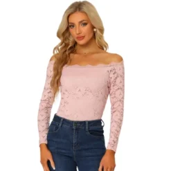Allegra K Women's Off Shoulder Floral Lace Top Sheer Long Sleeves Casual Blouse -Allegra K GUEST 9f8a7888 98bd 4dd9 a52c 6b12d88f4a07