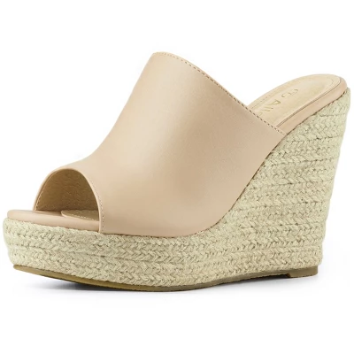 Allegra K Women's Espadrille Wedge Platform Mules 8 Allegra K Women's Espadrille Wedge Platform Mules - Image 8