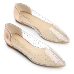 Allegra K Women's Pointed Toe Clear Rhinestone Ballet Flats -Allegra K GUEST 9f974568 4d75 401e 829a 33bf505aa8b7