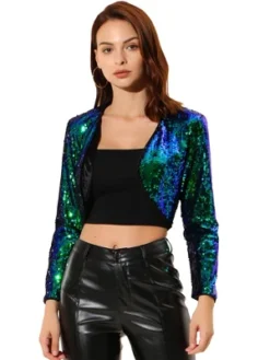Allegra K Women's Sequin Jacket Long Sleeve Open Front Cropped Cardigan Bolero Shrug -Allegra K GUEST a07156ac 616d 4a8d b287 7bb15bd06b5e