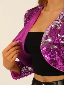 Allegra K Women's Sequin Jacket Long Sleeve Open Front Cropped Cardigan Bolero Shrug -Allegra K GUEST a094ca77 ac47 498c bd9c 34faee68dbba