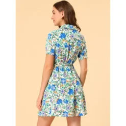 Allegra K Women's Point Collar Floral Button Up Tie Waist Summer Dresses -Allegra K GUEST a1abd8d9 28ad 412a 89d6 79fd105657b8