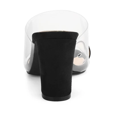 Allegra K Women's Ring Clear Chunky Heels Slide Heel Sandals 3 Allegra K Women's Ring Clear Chunky Heels Slide Heel Sandals - Image 3