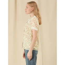 Allegra K Women's Peter Pan Collar Lace Embroidered Casual Floral Shirt Blouse -Allegra K GUEST a2030745 f844 46d7 96f8 84a7a7b45f68