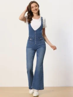 Allegra K Women's Casual Denim V Neck Zip Up Bell Bottom Jeans Jumpsuits -Allegra K GUEST a281d164 8940 404f 8d02 443b15f4cdcd