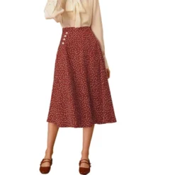 Allegra K Women's Elastic Waist Zipper Polka Dots Casual Midi Skirts -Allegra K GUEST a2b12396 111c 4d12 b082 966112a38e75