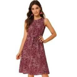 Allegra K Women's Floral Printed Split Neck Drawstring Waist Sleeveless A-Line Midi Dress 29 Allegra K Women's Floral Printed Split Neck Drawstring Waist Sleeveless A-Line Midi Dress -Allegra K GUEST a2d6b468 5d7b 4d9c a6af 9c0cc0f4c864