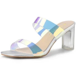 Allegra K Women's Colorful Straps Clear Heels Chunky Heel Clear Sandals -Allegra K GUEST a2e38a59 72da 43c7 b271 5fc865ad6dcd