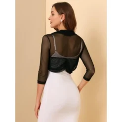 Allegra K Women's Semi Sheer Elegan Long Sleeves Bolero Shrug Tops -Allegra K GUEST a2e8343a fd33 40c4 8ca0 c1f0929a009a