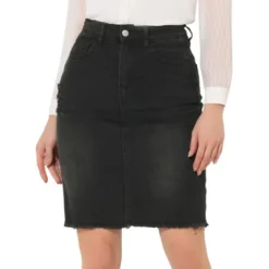 Allegra K Women's Basic Distressed High Waist Ripped Hem Washed Jeans Skirt -Allegra K GUEST a3b45b5e c94c 4514 a4e1 7b5a092cddb2