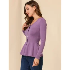 Allegra K Women's V Neck Long Sleeve Ribbed Pullover Knitted Peplum Top 21 Allegra K Women's V Neck Long Sleeve Ribbed Pullover Knitted Peplum Top -Allegra K GUEST a3c045ff c8bd 47c1 97d6 5c07f84e3382