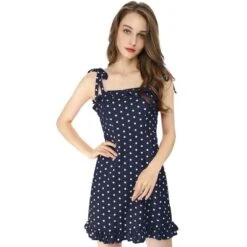 Allegra K Women's Printed Sleeveless Ruffle Tie Shoulder Summer A Line Mini Dress -Allegra K GUEST a3f751e8 d294 4bf1 9654 a7edb3fd2399