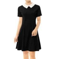 Allegra K Women's Contrast Doll Collar Short Sleeves Above Knee Flare Dress -Allegra K GUEST a4a4ccad 148e 4811 afeb 8a6f85e725ab