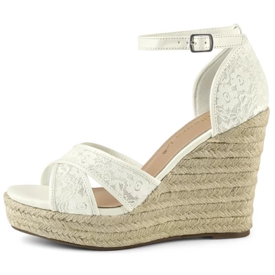 Allegra K Women's Ankle Strap Espadrille Wedge Heel Wedge Sandals 6 Allegra K Women's Ankle Strap Espadrille Wedge Heel Wedge Sandals - Image 6