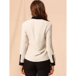Allegra K Women's Contrast Collar Shirt Chiffon Long Sleeve Work Office Blouse -Allegra K GUEST a5390d42 b05e 4346 9bd0 8017131128bb