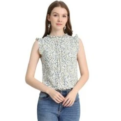 Allegra K Women's Ruffled Business Office 1950s Vintage Sleeveless Blouses -Allegra K GUEST a56e2db9 88f3 482f 91d4 d395e3b83455