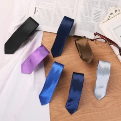 Allegra K Men's Skinny Ties Satin Solid Self-tied Necktie For Wedding Business -Allegra K GUEST a57ba2a6 6f95 4ed7 bc98 7d6934f5a40f