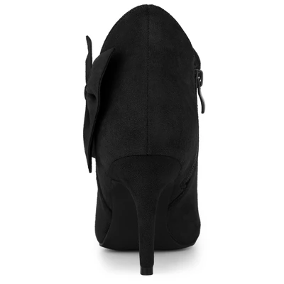 Allegra K Women's Pointed Toe Zip Stiletto Bow Heels Boots 3 Allegra K Women's Pointed Toe Zip Stiletto Bow Heels Boots - Image 3