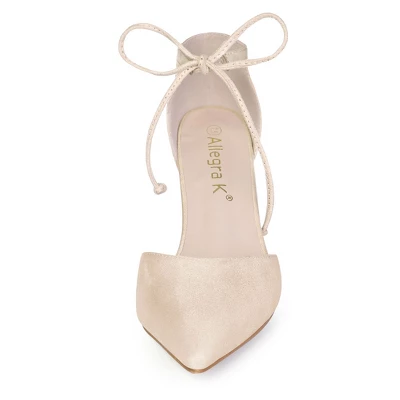 Allegra K Women's Ankle Tie Point Toe Dress Pumps 1 Allegra K Women's Ankle Tie Point Toe Dress Pumps