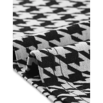 Allegra K Women's Houndstooth Plaid Contrast Color Crew Neck Button Front Elegant A-Line Dress 4 Allegra K Women's Houndstooth Plaid Contrast Color Crew Neck Button Front Elegant A-Line Dress - Image 4