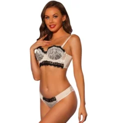 Allegra K Women's Floral Lace Demi Underwire Padded Bralettes Bra And Panty Sets 11 Allegra K Women's Floral Lace Demi Underwire Padded Bralettes Bra And Panty Sets -Allegra K GUEST a7c77636 a853 4d53 ae50 9b6cbf528b58