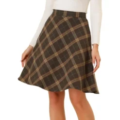 Allegra K Women's Plaids Vintage Tartan Elastic Waist Knee Length A-Line Skirt -Allegra K GUEST a883f15f 0e22 48bc b923 1adaf9f34700