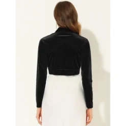 Allegra K Women's Long Sleeve Cocktail Party Open Front Cropped Velvet Bolero Shrugs -Allegra K GUEST a8e99923 b6d2 428b 97d8 4cb7ccd9676f