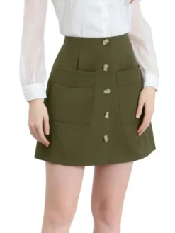 Allegra K Women's Buttons Front A-line Short Cargo Casual Skirt -Allegra K GUEST a92737fc 1f7d 4ef6 b9a8 c18a45978269