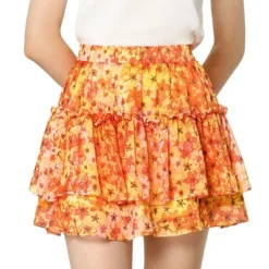 Allegra K Women's Summer Floral Tiered Ruffle Skirts Cute Mini Skirt -Allegra K GUEST a9ef0c16 5fb2 48a1 9a8d 82c2bb09f5cd