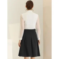 Allegra K Women's Belted Waist Casual Knee Length A-Line Pleated Skirt -Allegra K GUEST aa31f299 4742 45b8 a73e 8af8bfb5fe5a