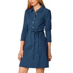 Allegra K Women's Half Placket Long Sleeve Casual Shirt Dress With Belt -Allegra K GUEST aa4bfa99 be62 4a3c b3c8 3cb0e710e86b