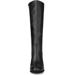 Allegra K Women's Round Toe Stacked Block Heels Knee High Boots