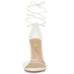 Allegra K Women's Clear Strap Stiletto Heel Lace Up Heels Sandals