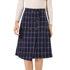 Allegra K Women's Plaid Vintage Faux Wrap Buttons Midi High Waist Skirt -Allegra K GUEST aad0895d 1659 4eca bc2c 0ea29c5aa0c9