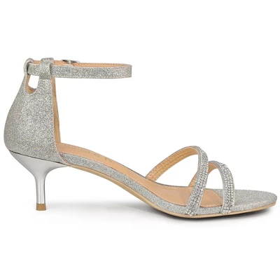 Allegra K Women's Stiletto Kitten Heels Glitter Heel Sandals 6 Allegra K Women's Stiletto Kitten Heels Glitter Heel Sandals - Image 6