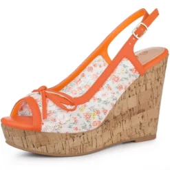 Allegra K Women's Wood Platform Heels Bow Lace Wedge Sandals -Allegra K GUEST ab48f327 56ce 4942 a6ad 2961a53f0a41