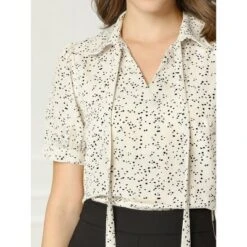 Allegra K Women's Retro Dots Print Bow Tie Peter Pan Collar Chiffon Blouse -Allegra K GUEST abb8cc39 ed1b 43a1 858d 92088ffb0fe4