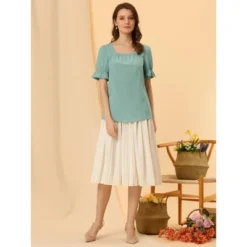 Allegra K Women's Summer Square Neck Top Casual Ruffled Short Sleeve Blouse -Allegra K GUEST abc61599 00fb 4453 84e7 34d7c148868d