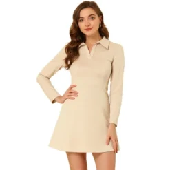 Allegra K Women's Faux Suede Lapel Neck Long Sleeve Elegant A-Line Mini Dress -Allegra K GUEST abc7717d 36be 47ae 9c2e bf918274bc8f