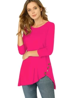 Allegra K Women's 3/4 Sleeve Round Neck Button Decor Casual Stretchy Tunic Tops 30 Allegra K Women's 3/4 Sleeve Round Neck Button Decor Casual Stretchy Tunic Tops -Allegra K GUEST ac3bbd1b 4f25 4f5d 82fa 8a5f2d5ddf6f