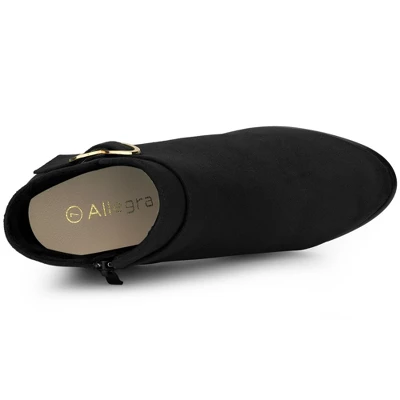 Allegra K Women's Buckle Side Zip Chunky Heels Ankle Boots 4 Allegra K Women's Buckle Side Zip Chunky Heels Ankle Boots - Image 4