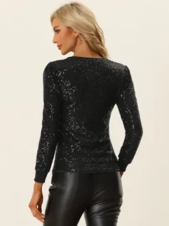Allegra K Sequin Top For Women's V Neck Party Metallic Sparkly Blouse 6 Allegra K Sequin Top For Women's V Neck Party Metallic Sparkly Blouse -Allegra K GUEST acc29ab0 d86e 4775 bad5 7b1a8f8a4a1d