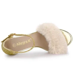 Allegra K Women's Glitter Faux Fur Stiletto Heel Sandals -Allegra K GUEST accb6745 31d4 4cd2 9c3b ef2608c89231