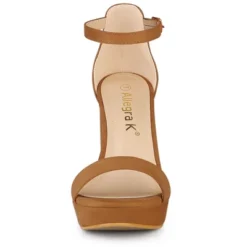 Allegra K Women's Ankle Strap Platform Chunky Heels