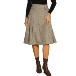 Allegra K Women's Vintage Plaid High Waist Pleated A-Line Midi Skirt -Allegra K GUEST aed6580f cf75 4ae8 8ee8 31a8e15ca328